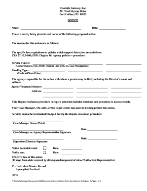 Notice of Proposed Action