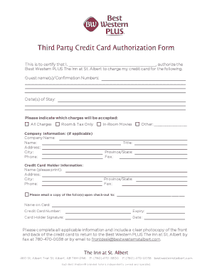 Hotel Credit Card Authorization Form