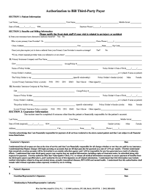 Authorization to Bill Third-Party Payer