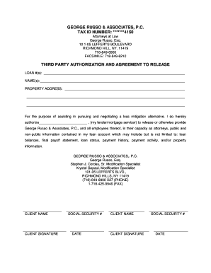 Third Party Authorization and Agreement to Release