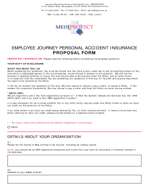 Employee Journey Personal Accident Insurance Proposal Form