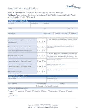 Employment Application Form