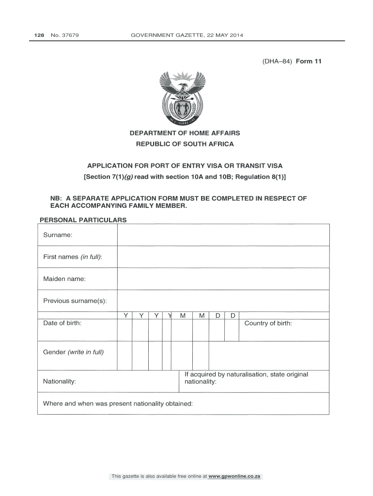 Sample Filled South Africa Visa Application Form Fill Online Printable Fillable Blank