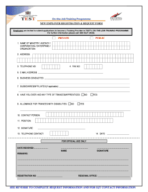 New Employer Registration & Request Form
