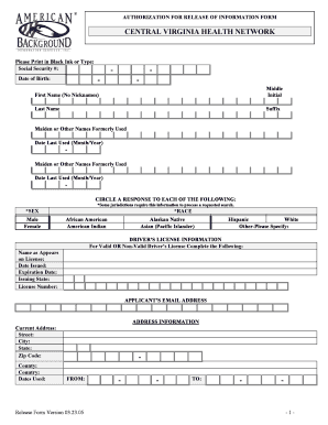 Authorization for Release of Information Form