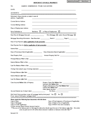 Deficiency on Real Property Form