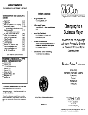 McCoy College Business Admission Checklist