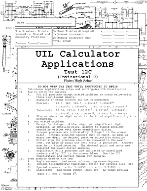UIL Calculator Applications Test