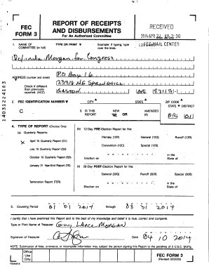 FEC Form 3 Report of Receipts and Disbursements