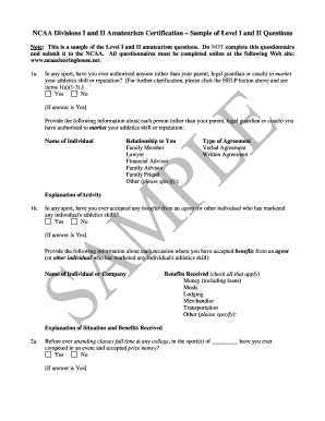 NCAA Amateurism Certification Form