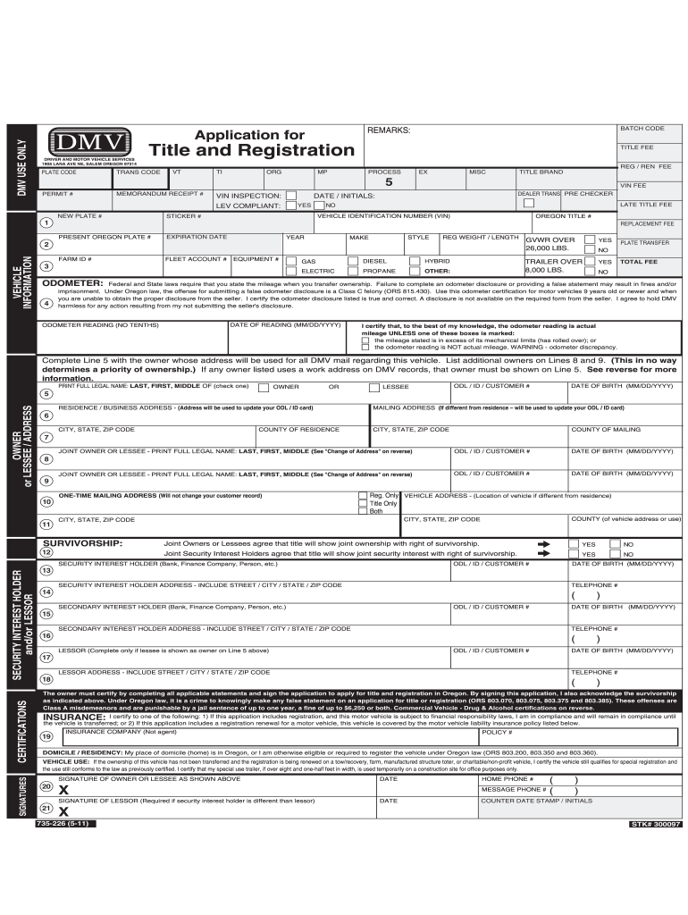 oregon dmv form 735 226 Preview on Page 1