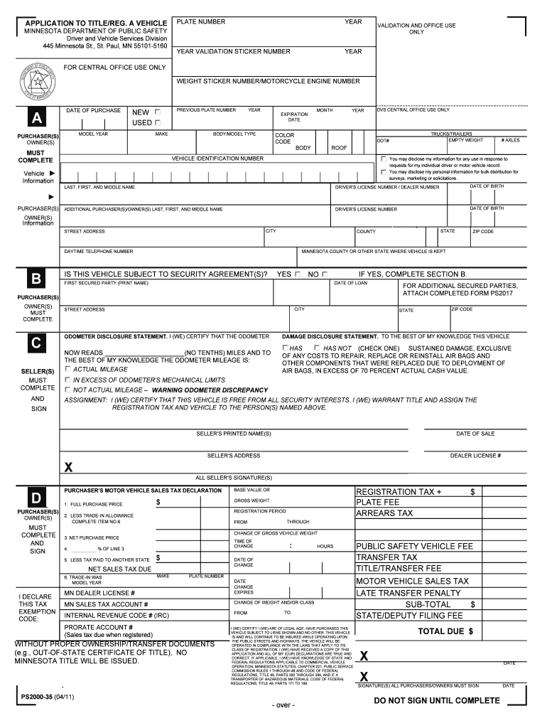 Fillable Online APPLICATION TO TITLEREG A VEHICLE VALIDATION AND Fax