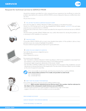 Technical Service Request Form
