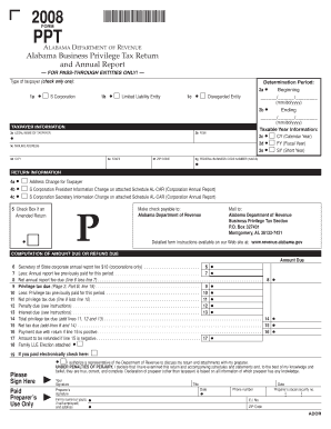 Alabama Business Privilege Tax Return