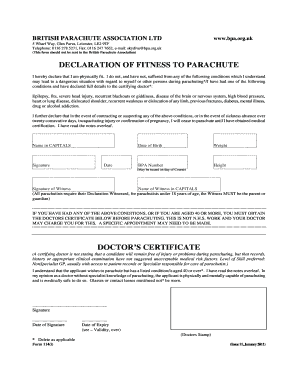 Declaration of Fitness to Parachute