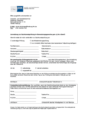 Anmeldung zur Sachkundeprüfung im Bewachungsgewerbe