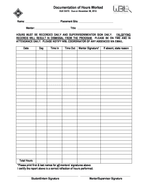 Fillable Online Documentation of Hours Worked - waltonhightypepadcom ...
