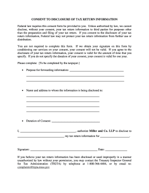 Consent to Disclosure of Tax Return Information