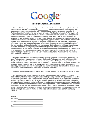 Non-Disclosure Agreement for Google