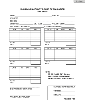 McCracken County Board of Education Time Sheet