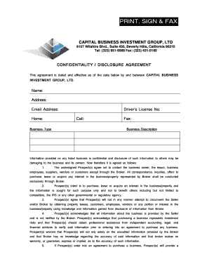 Confidentiality Disclosure Agreement