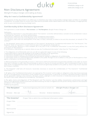 UK Non Disclosure Agreement