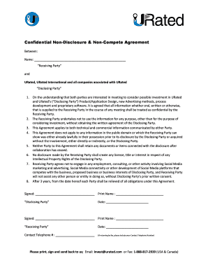 Confidential Non-Disclosure & Non-Compete Agreement