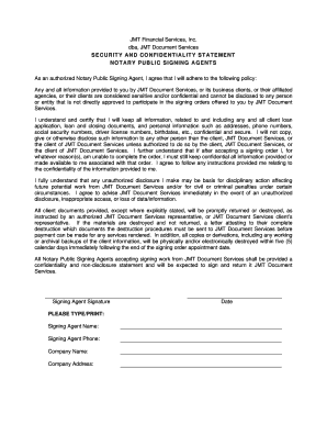 Notary Public Signing Agent Confidentiality Agreement