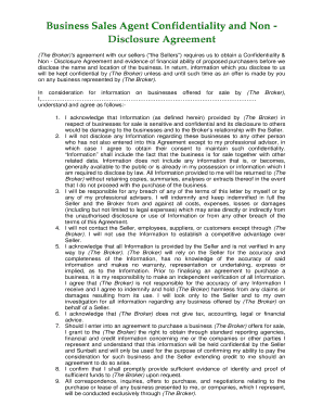 Business Sales Agent Confidentiality and Non-Disclosure Agreement