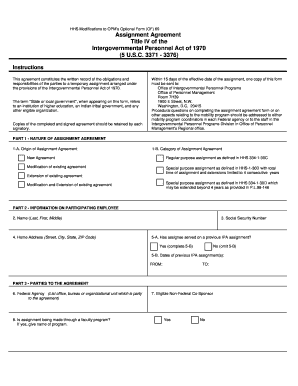 Intergovernmental Personnel Act Assignment Agreement
