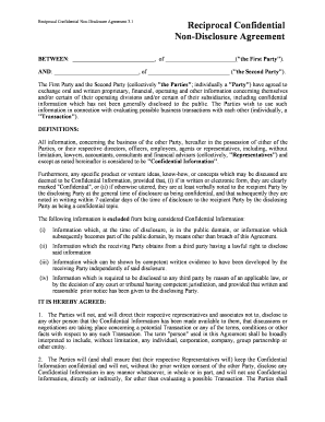 Reciprocal Confidential Non-Disclosure Agreement
