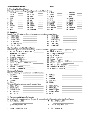Measurement Homework