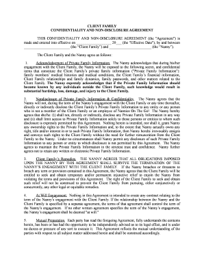 Client Family Confidentiality and Non-Disclosure Agreement