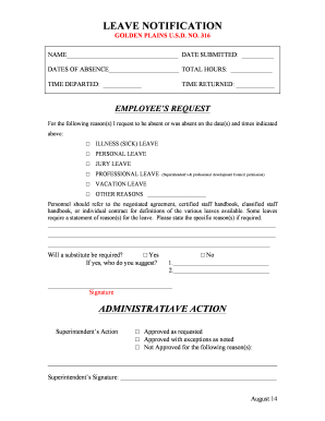 Leave Notification Form