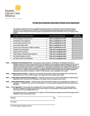 SCCA On-Site Non-Employee Information Packet Forms Agreement