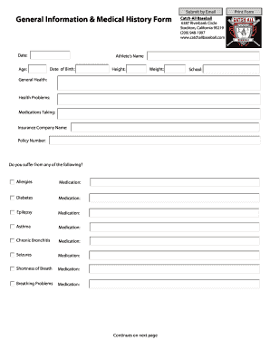 General Information & Medical History Form
