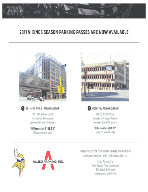 2011 Vikings Season Parking Pass Application