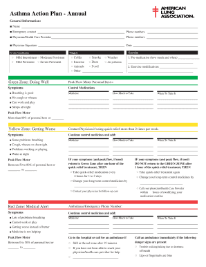 Asthma Action Plan Form