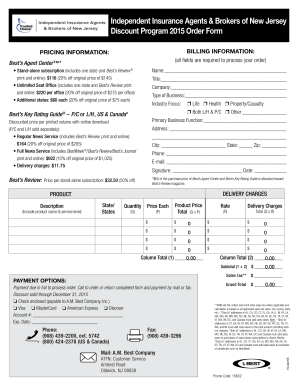 A.M. Best Company Subscription Order Form