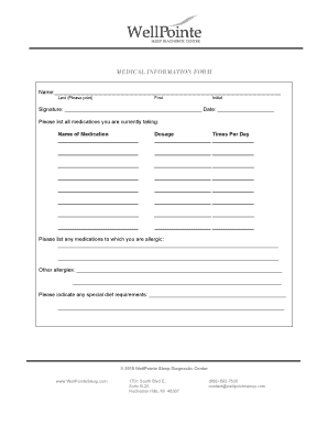 Medical Information Form