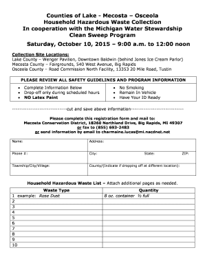 Household Hazardous Waste Collection Form