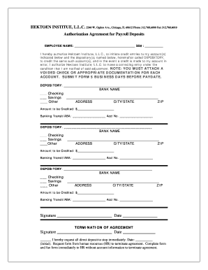 Authorization Agreement for Payroll Deposits