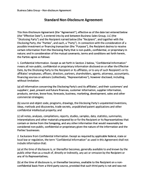 Business Sales Group Non-Disclosure Agreement