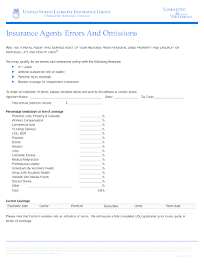 Insurance Agent Errors and Omissions Application