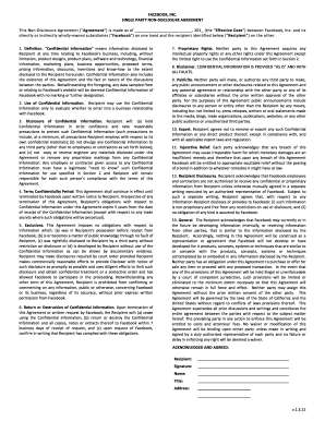Facebook Non-Disclosure Agreement
