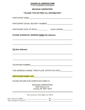 Michigan Carpenters Change of Address Form