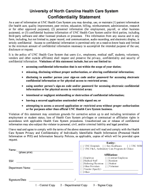 UNC Health Care System Confidentiality Statement
