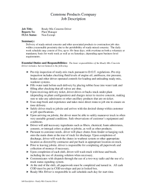 Ready-Mix Concrete Driver Job Description