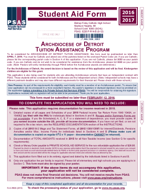 Archdiocese of Detroit Tuition Assistance Application