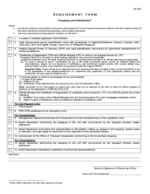 Philippines Vehicle Dropping and Substitution Request Form